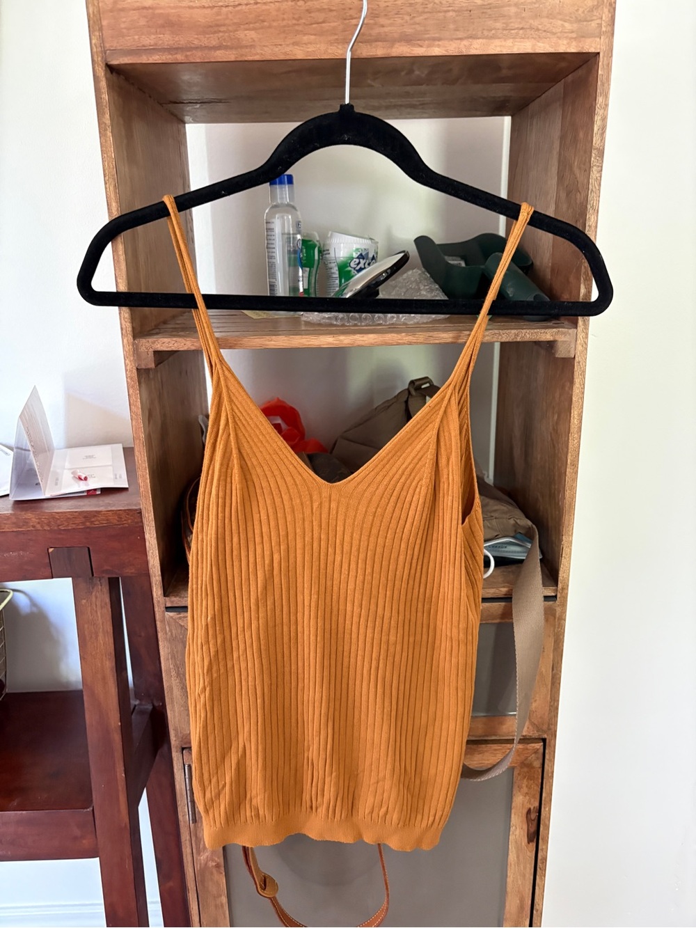Anthropologie Ribbed V-Neck Camisole Tank Top - Mustard Yellow